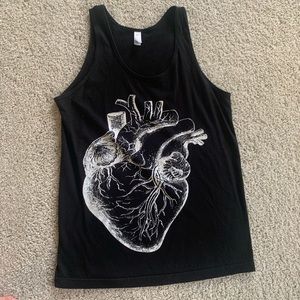 Anatomical heart screen printed tank